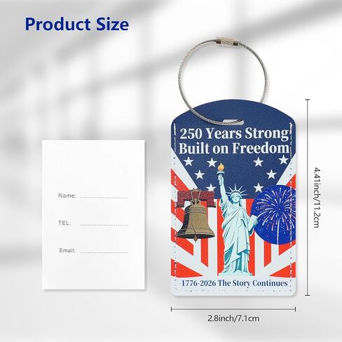 USA 250th Anniversary Luggage Tags (2 Pack) - Patriotic Liberty Bell & Statue of Liberty Suitcase Tags for Travel, 4th of July Decorations Travel Accessories in Kuwait
