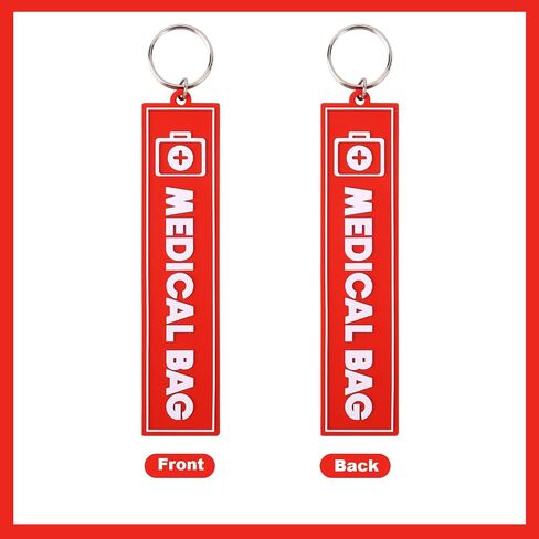 2pcs Medical Alert Tags for Bag, 2 Styles Medical Device Luggage Tag with Straps Information Cards & Key Ring for Professional Equipment Travel Suitcases Backpack in Kuwait