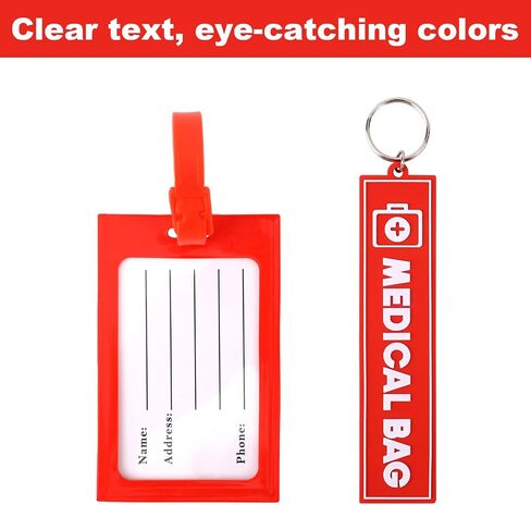 2pcs Medical Alert Tags for Bag, 2 Styles Medical Device Luggage Tag with Straps Information Cards & Key Ring for Professional Equipment Travel Suitcases Backpack in Kuwait