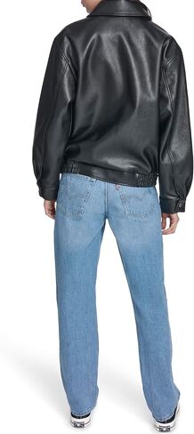 سترة Levi's للسيدات من الجلد الصناعي بمقاس مريح، أسود، مقاس X-Small in Kuwait