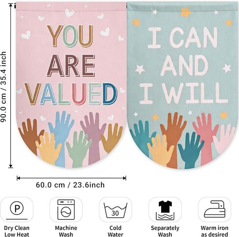 6 Pcs Boho Classroom Curtains Colorful Hand Print Curtains Boho Inspirational Curtains for Back to School Classroom Kindergarten Playroom Primary Daycare Bedroom Living Room (36" X 24") in Saudi Arabia