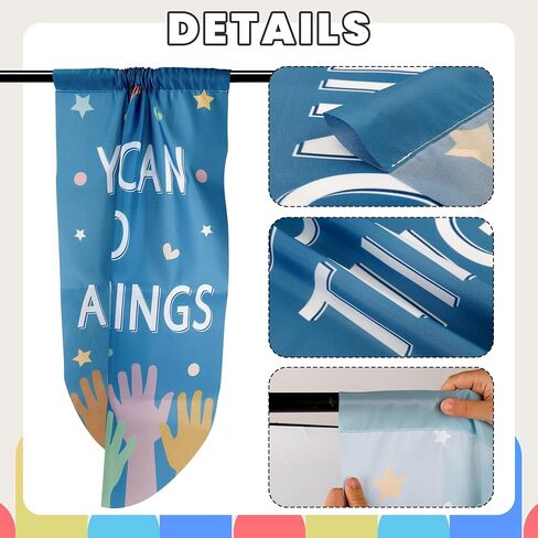 6 Pcs Boho Classroom Curtains Colorful Hand Print Curtains Boho Inspirational Curtains for Back to School Classroom Kindergarten Playroom Primary Daycare Bedroom Living Room (36" X 24") in Saudi Arabia