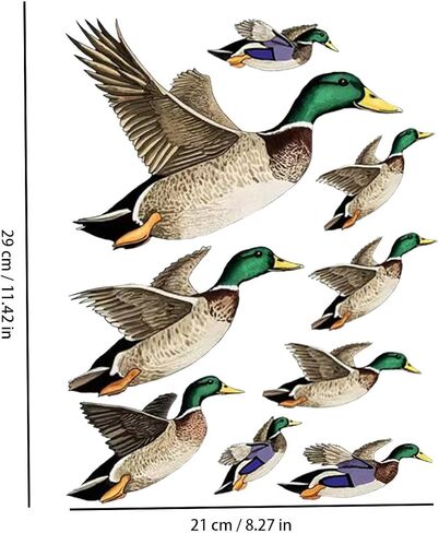 Decorative Flying Mallard Duck Wall Decals 9 Pieces, Waterproof Vinyl Suitable for car Body Rear Windshield Walls Doors and Windows Bumpers and Decoration in Children's Rooms 3A-66 in Saudi Arabia