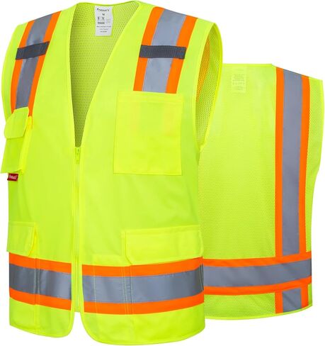 ProtectX High Visibility Reflective Safety Vest for Men Women Hi Vis Work Construction Vest with Pockets Class 2 in Saudi Arabia