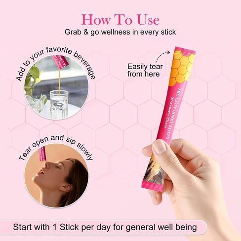 Shilajit Honey Sticks for Women, Tasty Strawberry Honeysticks, with Shatavari & Saffron for hormonal Balance & Energy, 75%+ Fulvic Acid, 85+ Trace Minerals Wellness Booster, 30 Sticks in Kuwait
