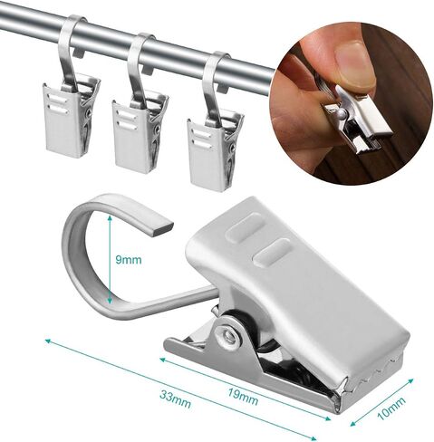 60pcs Curtain Clips, Stainless Steel Curtain Hooks, Hanging Clips with Hooks for Curtain String Lights Photos Party Decor in Saudi Arabia