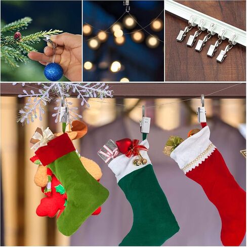 60pcs Curtain Clips, Stainless Steel Curtain Hooks, Hanging Clips with Hooks for Curtain String Lights Photos Party Decor in Saudi Arabia