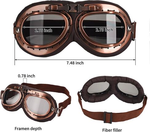 BADALU Vintage Aviator Goggles, Retro Steampunk Motorcycle Goggles Cosplay Accessories Adult Halloween Party in Saudi Arabia