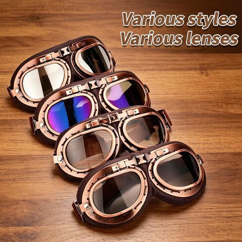 BADALU Vintage Aviator Goggles, Retro Steampunk Motorcycle Goggles Cosplay Accessories Adult Halloween Party in Saudi Arabia