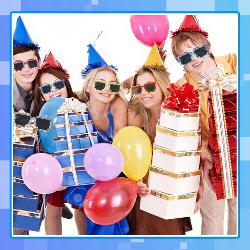 JATEBI 14 Pack Pixel Glasses Retro Gamer Sunglasses Pixel Weird Party Glasses for Miner Party Cosplay Photo Props Group Events in Kuwait