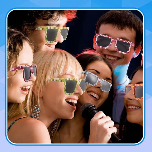 JATEBI 14 Pack Pixel Glasses Retro Gamer Sunglasses Pixel Weird Party Glasses for Miner Party Cosplay Photo Props Group Events in Kuwait