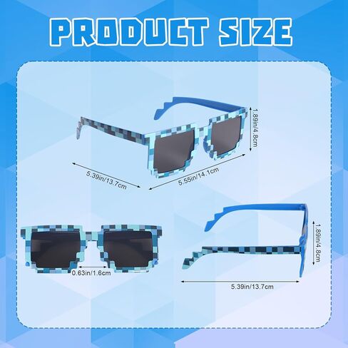 JATEBI 14 Pack Pixel Glasses Retro Gamer Sunglasses Pixel Weird Party Glasses for Miner Party Cosplay Photo Props Group Events in Kuwait
