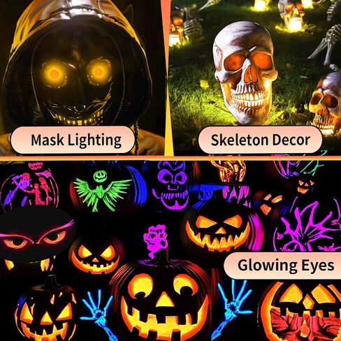 Ourbest Led Eyes EL Glowing Panel, Flexible led Eyes for Skeleton Pumpkin Electroluminescent Panel Cuttable Cosplay Props Mask Decor, Red M 30mm (Yellow, 30mm) in Kuwait