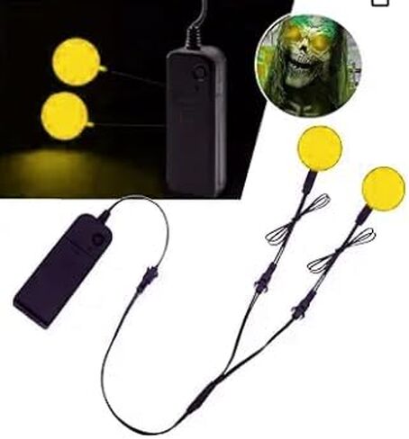 Ourbest Led Eyes EL Glowing Panel, Flexible led Eyes for Skeleton Pumpkin Electroluminescent Panel Cuttable Cosplay Props Mask Decor, Red M 30mm (Yellow, 30mm) in Kuwait