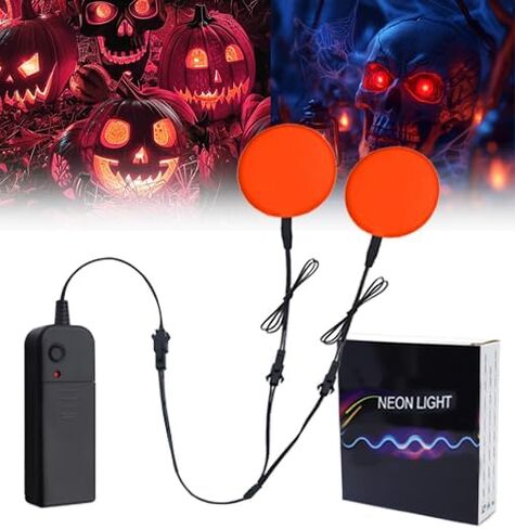 Ourbest Led Eyes EL Glowing Panel, Flexible led Eyes for Skeleton Pumpkin Electroluminescent Panel Cuttable Cosplay Props Mask Decor, Red M 30mm (Yellow, 30mm) in Kuwait