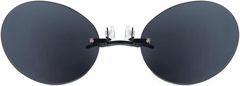 PLOPLO XL Big Retro Round Clip On Nose glasses Matrix Morpheus Movie rimless sunglasses men Women in Saudi Arabia