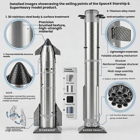 SpaceX Starship Rocket Model Set NASA Gift - Dragon Ship Heavy Falcon 9 Booster, 3D Printing, Desktop Decorations, Aerospace Collectibles, Gifts for Kids Adult Space Lovers, Black, White in Saudi Arabia