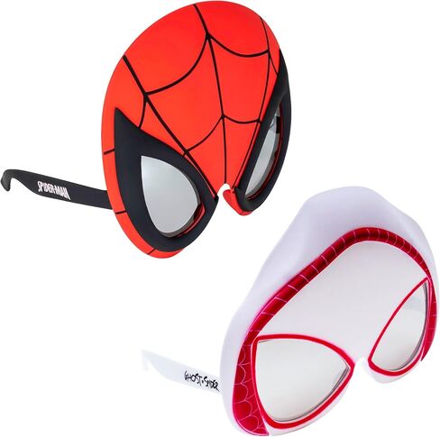 نظارات شمسية من Sun-Staches Spider-Man & Ghost Spider |عبوة من قطعتين من إكسسوارات زي الأزواج للحفلات التنكرية أو الهالوين | مارفل مرخص رسميًا | مقاس واحد يناسب الجميع in Kuwait