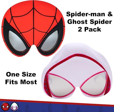 نظارات شمسية من Sun-Staches Spider-Man & Ghost Spider |عبوة من قطعتين من إكسسوارات زي الأزواج للحفلات التنكرية أو الهالوين | مارفل مرخص رسميًا | مقاس واحد يناسب الجميع in Kuwait