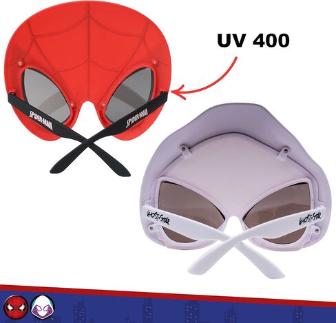 نظارات شمسية من Sun-Staches Spider-Man & Ghost Spider |عبوة من قطعتين من إكسسوارات زي الأزواج للحفلات التنكرية أو الهالوين | مارفل مرخص رسميًا | مقاس واحد يناسب الجميع in Kuwait