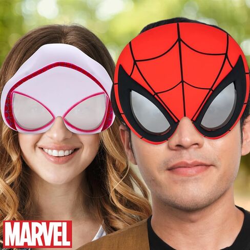 نظارات شمسية من Sun-Staches Spider-Man & Ghost Spider |عبوة من قطعتين من إكسسوارات زي الأزواج للحفلات التنكرية أو الهالوين | مارفل مرخص رسميًا | مقاس واحد يناسب الجميع in Kuwait