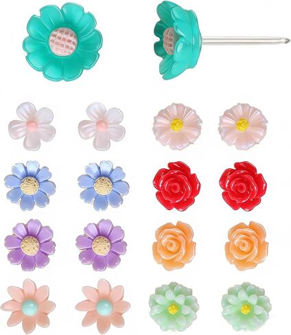 Plastic Earrings, Plastic Flower Earring Studs Clear Posts Stud Hypoallergenic Earrings for Sensitive Ears, Colorful Floral Ear Jewelry for Daily Wear in Saudi Arabia