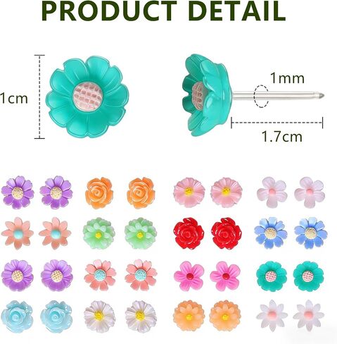 Plastic Earrings, Plastic Flower Earring Studs Clear Posts Stud Hypoallergenic Earrings for Sensitive Ears, Colorful Floral Ear Jewelry for Daily Wear in Saudi Arabia