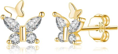 Reffeer Solid 925 Sterling Silver CZ Butterfly Stud Earrings for Women Teen Small Butterfly Stud Earrings in Kuwait