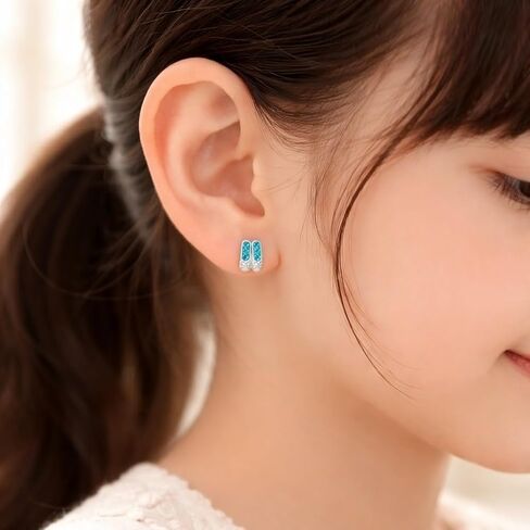 925 Sterling Silver Blue Crystal Ballet Slippers Stud Earrings 25105 (Nickel Free) in Kuwait