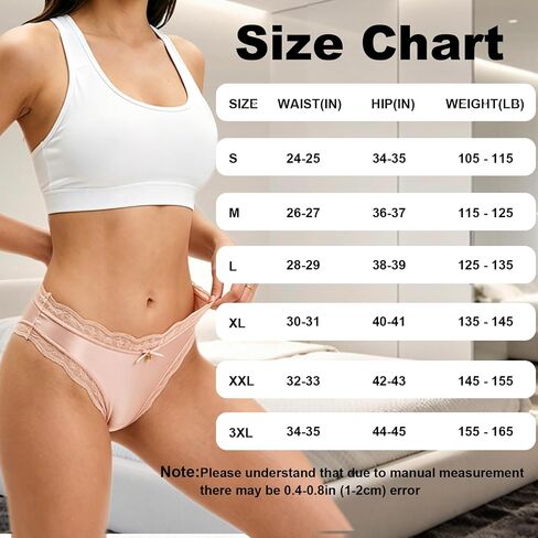 Women's Underwear Bikini Panties Satin Lace Trim Soft Breathable Sexy Cute Brief Panties for Ladies 6PCS in Saudi Arabia