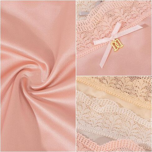 Women's Underwear Bikini Panties Satin Lace Trim Soft Breathable Sexy Cute Brief Panties for Ladies 6PCS in Saudi Arabia