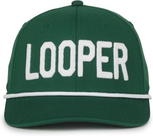 قبعة جولف Looper Caddy خضراء - قبعة منظمة مع تطريز أبيض، حزام قابل للتعديل، نسيج قطني طويل مصنوع يدويًا، قبعة جولف للجنسين in Kuwait