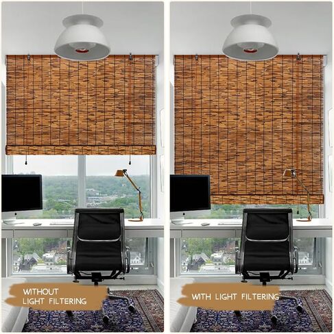 2 Pack 47" W x 71" H Roll Up Shades for Windows Natural Reed Blinds Shades for Patio Window Shades for Indoor Outdoor Home Patio Porch in Saudi Arabia