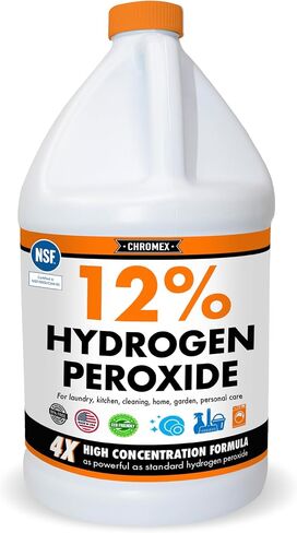 Chromex Hydrogen Peroxide 12 Percent Food Grade, 4X Power Concentrated Solution, Dilutes to 4 Gallons, Versatile Uses Include Topical Care, Home, Kitchen, Bath Cleaner, Laundry, Whitening, 1 Gallon in Kuwait