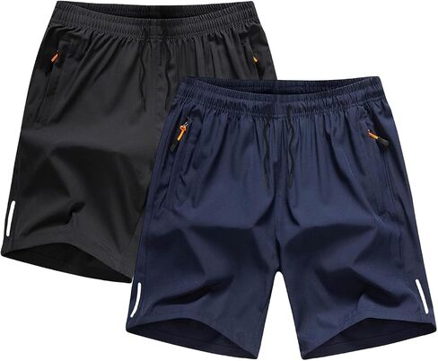 2 Pack Basketball Shorts Boys Soccer Running Baseball Quick Dry Shorts Drawstring Summer Outfits with Zipper Pockets in Kuwait