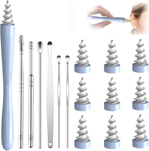 Ear Wax Removal, Ear Wax Removal Tool Reusable and Washable Replacement Soft Silicone Tips for Cleaner Earwax, Ear Wax Removal Kit Contains 7 Types of Ear Cleaner Tools in Saudi Arabia
