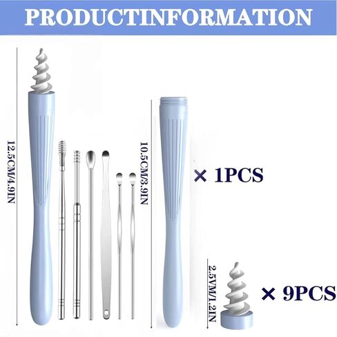Ear Wax Removal, Ear Wax Removal Tool Reusable and Washable Replacement Soft Silicone Tips for Cleaner Earwax, Ear Wax Removal Kit Contains 7 Types of Ear Cleaner Tools in Saudi Arabia
