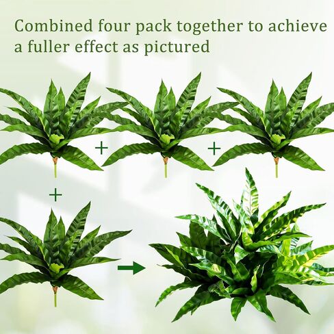 4Pcs Fake Ferns,Faux Outdoor Plants UV Resistant,3D Real Touch Fake Plants Total 60 Blades,Weatherproof Artificial Plants Outdoor Indoor for Garden Porch Home Office Living Room Decor in Saudi Arabia