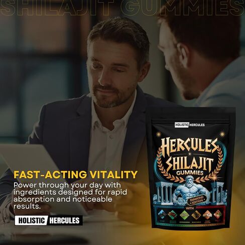 Holistic Hercules Himalayan Gold Shilajit Gummies with Ashwagandha Black Maca Tongkat Ali Panax Ginseng Mucuna | 100% Natural Organic | Vegan Non-GMO Sugar-Free (30) in Saudi Arabia