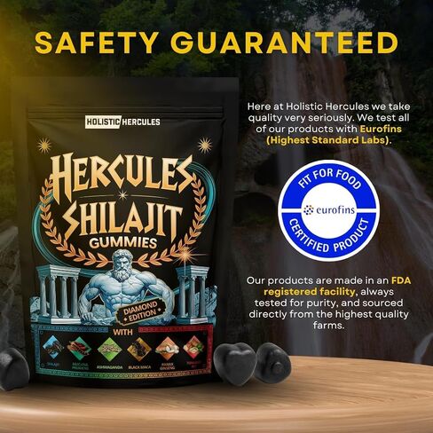 Holistic Hercules Himalayan Gold Shilajit Gummies with Ashwagandha Black Maca Tongkat Ali Panax Ginseng Mucuna | 100% Natural Organic | Vegan Non-GMO Sugar-Free (30) in Saudi Arabia