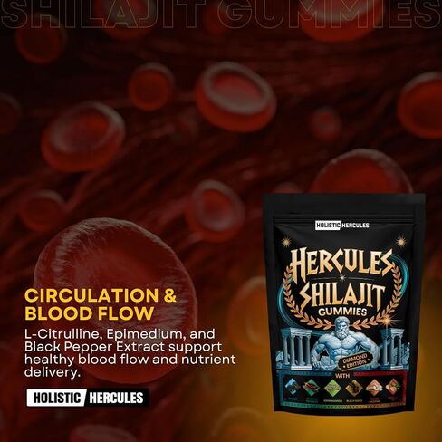 Holistic Hercules Himalayan Gold Shilajit Gummies with Ashwagandha Black Maca Tongkat Ali Panax Ginseng Mucuna | 100% Natural Organic | Vegan Non-GMO Sugar-Free (30) in Saudi Arabia