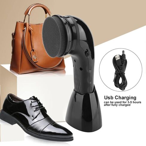 Electric Shoe Polisher, USB Rechargeable Leather Shoes Brush Cleaner with 6 Attachments for Handbags Furniture Car Seats Travel Home Use in Kuwait