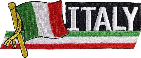 Italy Flag Embroidered Iron on/Sew on Cutout Patch, Approximate Size 1.75 inch x 4.75 inch in Saudi Arabia