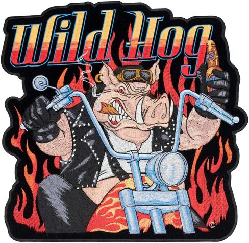 Wild Hog Biker & Flames Patch, Large Size in Saudi Arabia