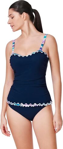 الملف الشخصي من Gottex Canva Tricolore Tankini Top - حمالة صدر مدمجة بسلك داخلي، أشرطة قابلة للتعديل، الجزء السفلي يُباع بشكل منفصل in Kuwait