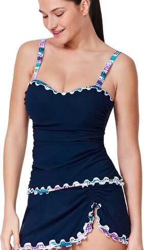 الملف الشخصي من Gottex Canva Tricolore Tankini Top - حمالة صدر مدمجة بسلك داخلي، أشرطة قابلة للتعديل، الجزء السفلي يُباع بشكل منفصل in Kuwait