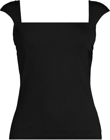 Lands' End Women's Square Neck Underwire Tankini Top 12 Black in Kuwait