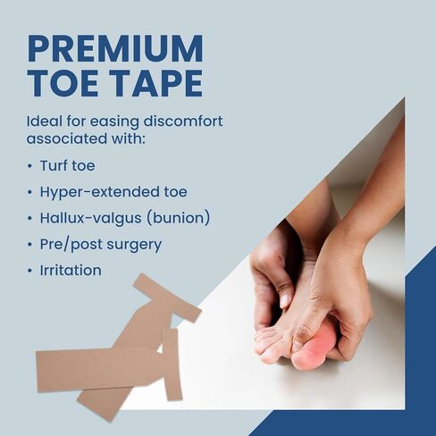 Aetna Foot Products-Adhesive Turf Toe T-Strap – Pack of 100 – Big Toe Brace Straightener – 100% Cotton Moleskin for Support – Medical Grade Adhesive in Kuwait