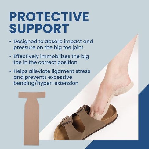 Aetna Foot Products-Adhesive Turf Toe T-Strap – Pack of 100 – Big Toe Brace Straightener – 100% Cotton Moleskin for Support – Medical Grade Adhesive in Kuwait