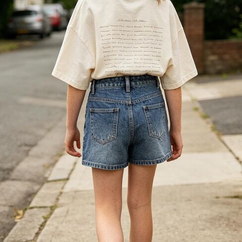 Girls Distressed Shorts Jeans Baggy Trousers with Pockets Denim Pants Cute Girls Clothing Y2K Streetwear in Saudi Arabia